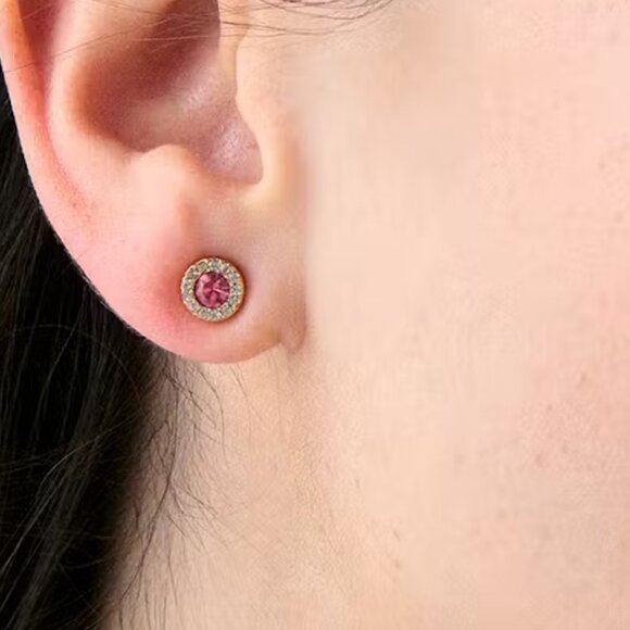 kate spade You're A Gem Pink Pave Halo Studs/NWT - Picture 2 of 8